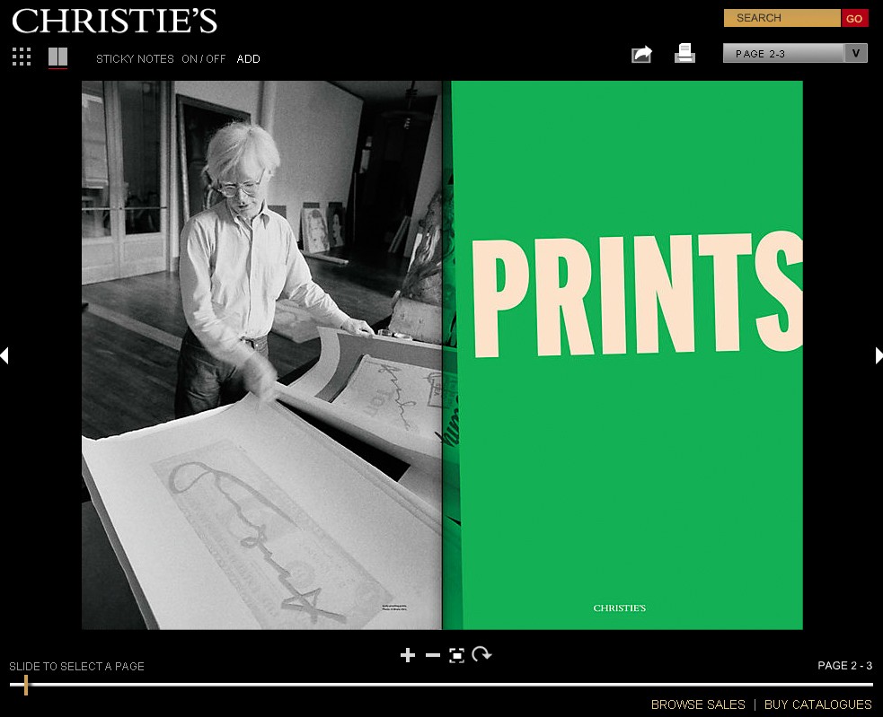 Christies Catalogue of Dellerts prints for Warhol